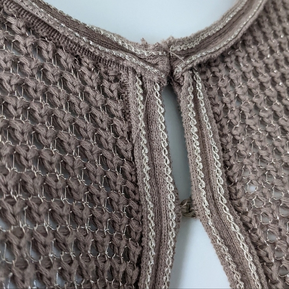 JENNIFER Lopez neutral tan golden see through cardigan size XL T5 - Picture 6 of 7